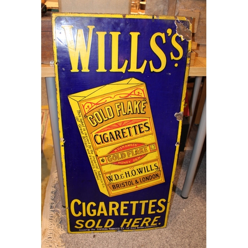 51 - An early c20th Will's Gold Flake Cigarettes enamel advertising sign c1920s