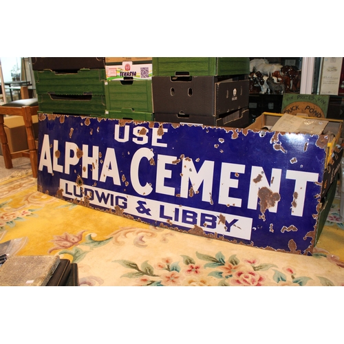 52 - An Alpha Cement Ludwig & Libby enamel advertising sign c1940