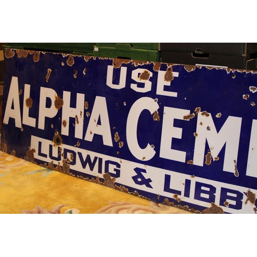 52 - An Alpha Cement Ludwig & Libby enamel advertising sign c1940