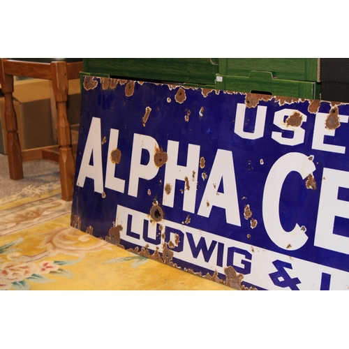 52 - An Alpha Cement Ludwig & Libby enamel advertising sign c1940