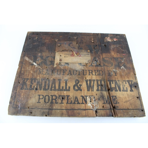 57 - Two early c20th advertising egg case packing crate ends Kendall & Whitney, largest 34cm x 27cm (2).