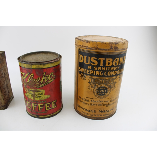 61 - Three early c20th advertising tins including Kleeko Coffee, Dustbane Sweeping Compound, and Balm hig... 