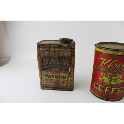 61 - Three early c20th advertising tins including Kleeko Coffee, Dustbane Sweeping Compound, and Balm hig... 