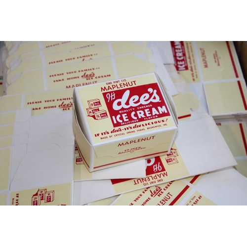 66 - A large quantity of new old stocks 1950s, Dee's Ice Cream 'Maplenut' advertising carton 'Made By Cry... 