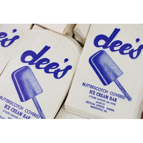 69 - A large quantity of new old stocks 1950s, Dee's Ice Cream 'Butterscotch Covered Ice Cream Bar' adver... 