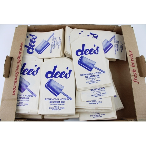 69 - A large quantity of new old stocks 1950s, Dee's Ice Cream 'Butterscotch Covered Ice Cream Bar' adver... 