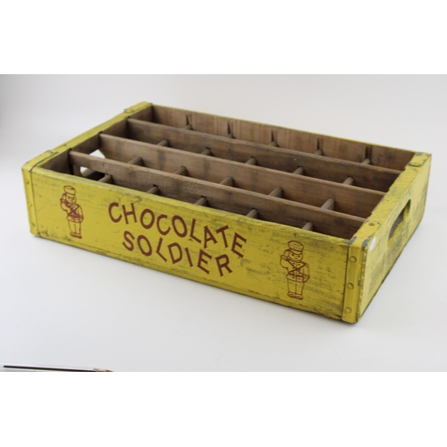 70 - A vintage 'Chocolate Soldier' bottle crate. 30cm x 47cm x 10cm.