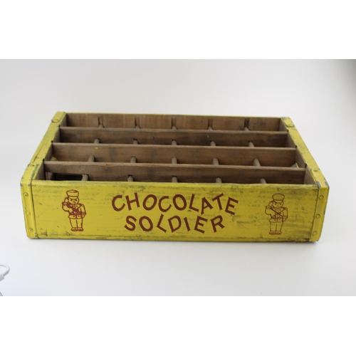 70 - A vintage 'Chocolate Soldier' bottle crate. 30cm x 47cm x 10cm.