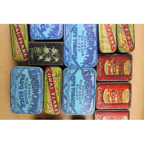 72 - A Collection of Advertising Tins to Include Bournville Cocoa, Edgeworth, Coral Flake Tobacco, Ogdens... 