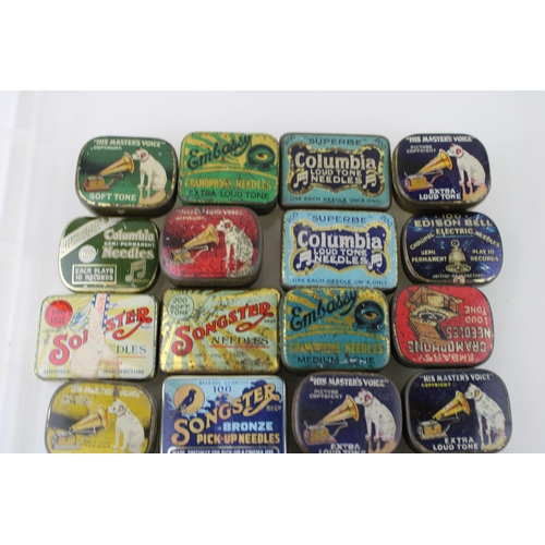 73 - A Collection of Gramophone Needle Advertising Tins including Columbia, Songster, Embassy, HMV