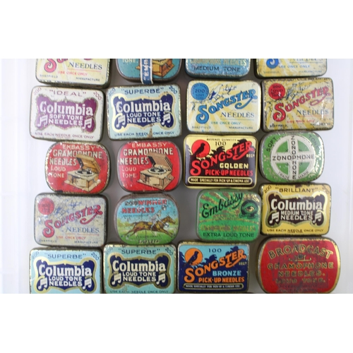 73 - A Collection of Gramophone Needle Advertising Tins including Columbia, Songster, Embassy, HMV