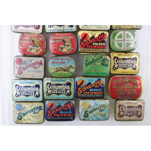 73 - A Collection of Gramophone Needle Advertising Tins including Columbia, Songster, Embassy, HMV