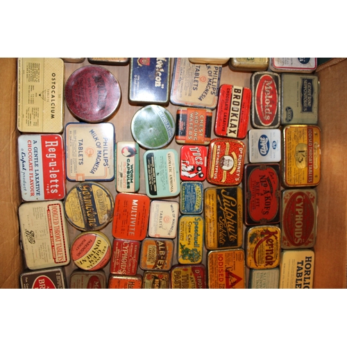 77 - A mixed collection of advertising tins to include 'Throat Tablets', 'Red Indian Germ Ointment', 'Zub... 