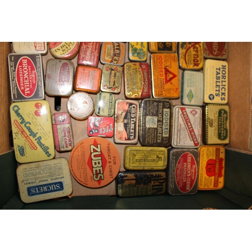 77 - A mixed collection of advertising tins to include 'Throat Tablets', 'Red Indian Germ Ointment', 'Zub... 