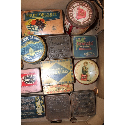 78 - A mixed collection of advertising tins to include 'Fruit Delight', 'Jacob & Co Biscuits', 'Huntley &... 