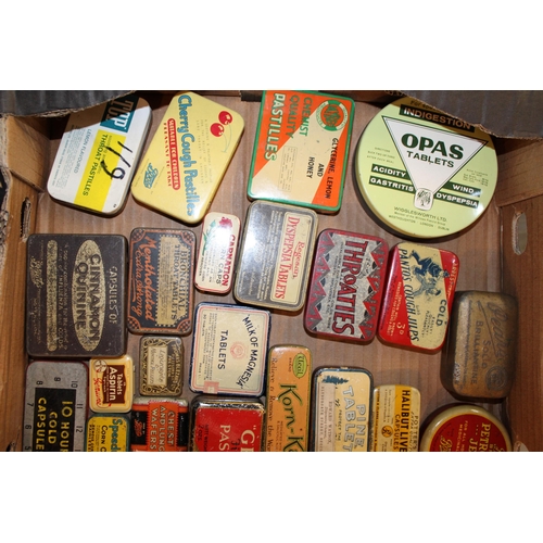 79 - A mixed collection of advertising tins to include 'Zems', 'Sir Nymes', 'Korn Kaps', 'Throaties' and ... 