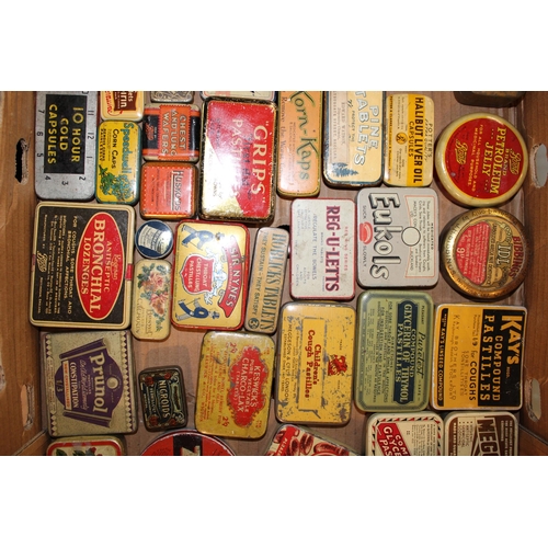 79 - A mixed collection of advertising tins to include 'Zems', 'Sir Nymes', 'Korn Kaps', 'Throaties' and ... 