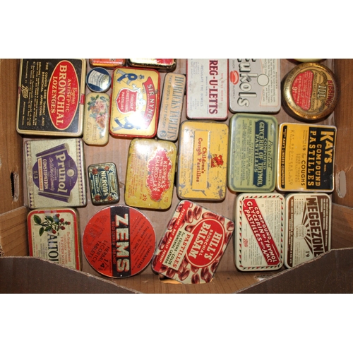 79 - A mixed collection of advertising tins to include 'Zems', 'Sir Nymes', 'Korn Kaps', 'Throaties' and ... 