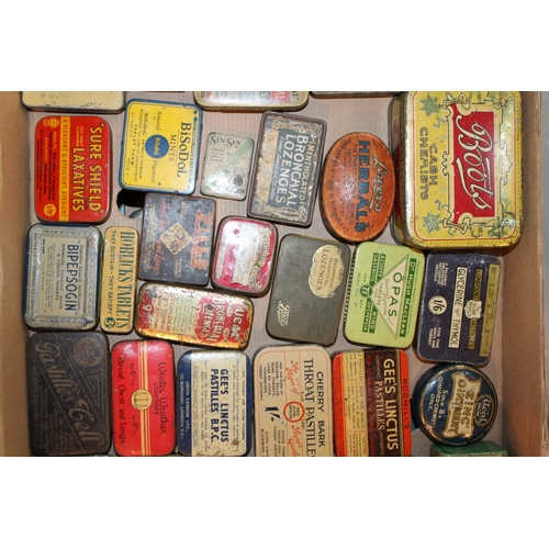 81 - A mixed collection of advertising tins to include 'Gee's Linctus', 'Boot's Cash Chemists', 'Barnips'... 