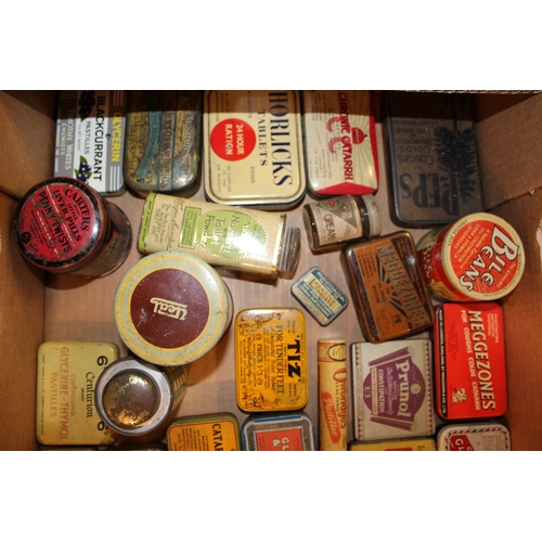 86 - A mixed collection of advertising tins to include 'Horlicks Tablets', 'Fullers Earth Cream', 'Prunol... 