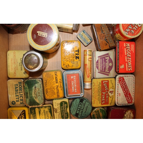 86 - A mixed collection of advertising tins to include 'Horlicks Tablets', 'Fullers Earth Cream', 'Prunol... 