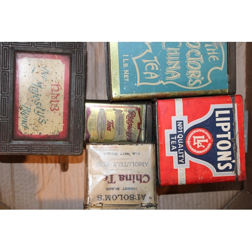 87 - A mixed collection of advertising tins to include 'The Doctor's China Tea', 'Ty-Phoo Tea', 'HMB Her ... 