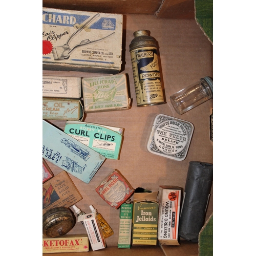 90 - A collection of adverting tins relating to health and beauty to include 'Swift' hair clippers, 'Whit... 