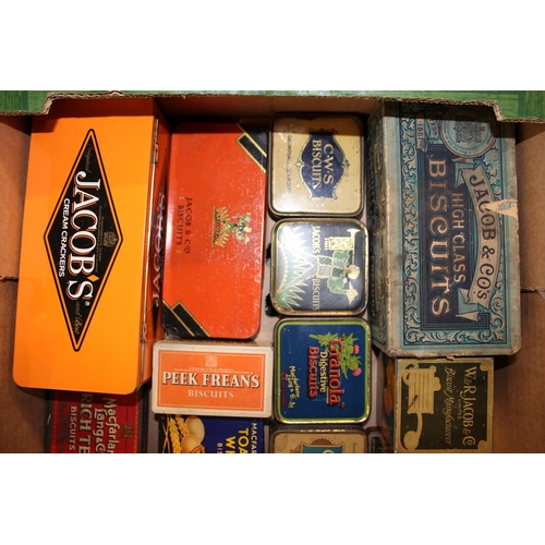 91 - A mixed collection of advertising tins to include 'W & R. Jacob & Co Biscuits', 'Jacob & Cos Cream C... 