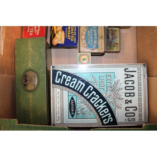 91 - A mixed collection of advertising tins to include 'W & R. Jacob & Co Biscuits', 'Jacob & Cos Cream C... 