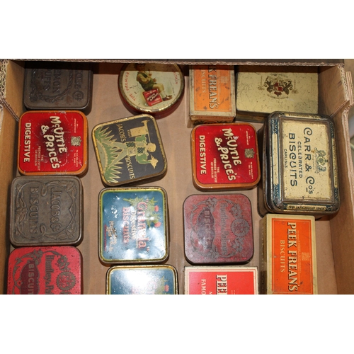 92 - A mixed collection of advertising tins to include 'Jacob & Co Biscuits', 'Peek Freen Biscuits', 'McV... 