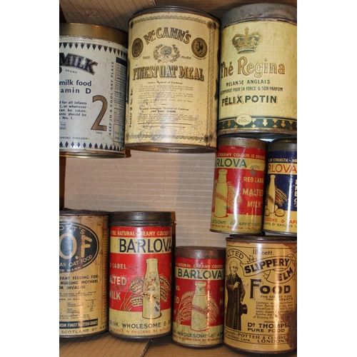 93 - A collection of advertising tins to include 'Barlova' Malted Milk & Eggs, 'McCann's' British Baking ... 