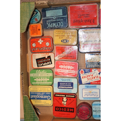 94 - A collection of advertising tins relating to first aid to include plaster tins, band - aids and othe... 