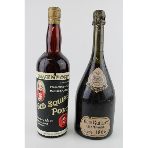 222 - A bottle of vintage Davenport 'Old Squire Port' together with a Dom Ruinart 'Champagne Brut Rose 196... 