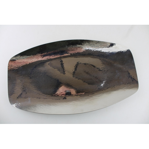 275A - Keswick School of Industrial Arts (KSIA) hand-beaten elongated oval tray, shaped edges, stamped, 39c... 