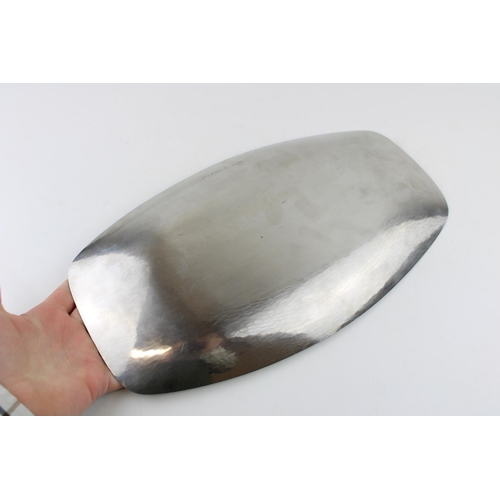 275A - Keswick School of Industrial Arts (KSIA) hand-beaten elongated oval tray, shaped edges, stamped, 39c... 