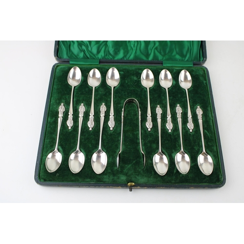 291 - A set of twelve Edwardian, silver apostle teaspoons and sugar nips, Barker Brothers (Herbert Edward ... 