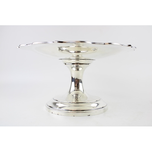 294 - An Edwardian silver pedestal cake stand, with scalloped reeded edge, on simple stepped circular base... 