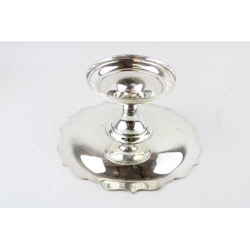 294 - An Edwardian silver pedestal cake stand, with scalloped reeded edge, on simple stepped circular base... 