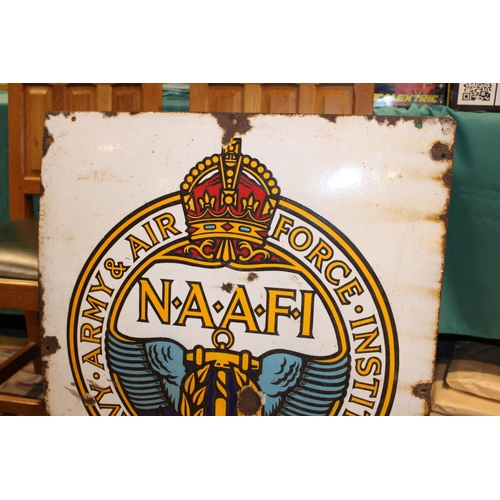 50A - WW2 Era NAAFI Navy Army Air Force Institutes Enamel Advertising Sign Home Front Interest