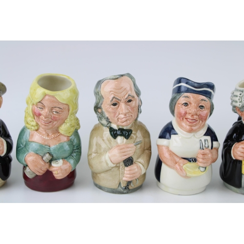 102 - 7 Royal Doulton Doultonville Toby jugs to include Miss Nostrum, Betty Bitters, Mr Furrow and others ... 