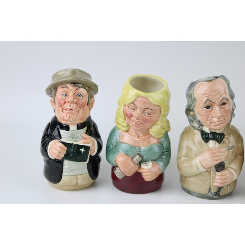 102 - 7 Royal Doulton Doultonville Toby jugs to include Miss Nostrum, Betty Bitters, Mr Furrow and others ... 