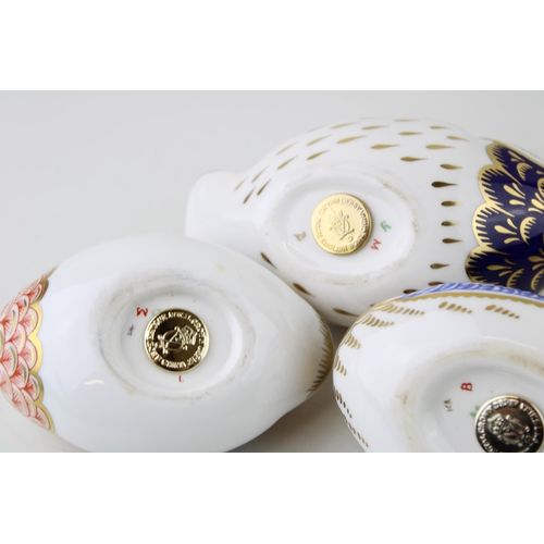 137 - Royal Crown Derby Paperweights, Quail, Owl and Duck, three of the original six paperweights first in... 