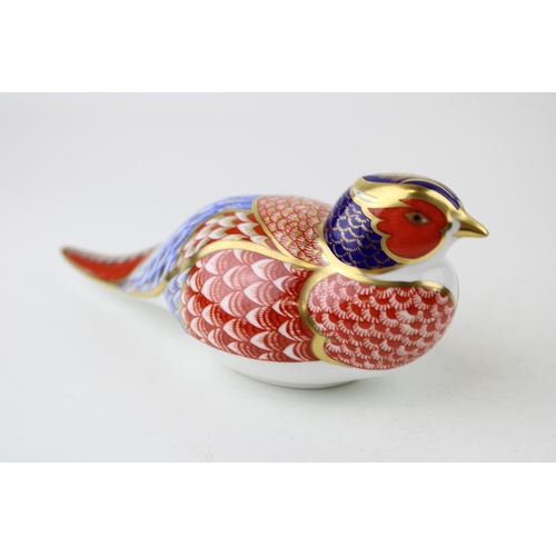 147 - Royal Crown Derby paperweight,  Pheasant, date mark for 1988 (LI), gold stopper and red Royal Crown ... 