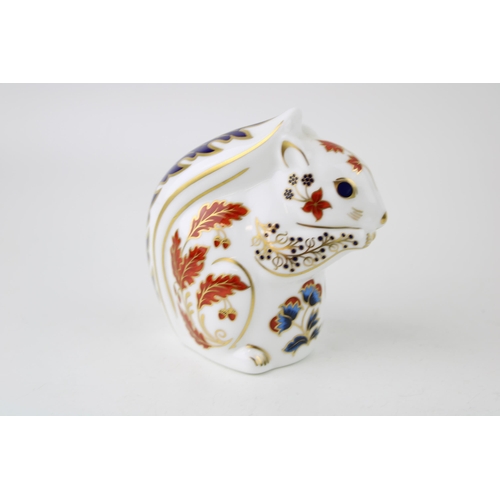 150 - Royal Crown Derby Paperweight, Squirrel,  decorated with leaves and berries, Royal Crown Derby stamp... 