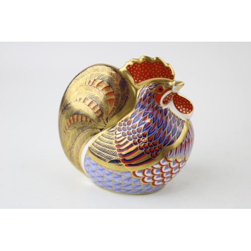 166 - Royal Crown Derby paperweight, Cockerel, 9.5cm high, date code for 1992 (LV), gold stopper, Royal Cr... 