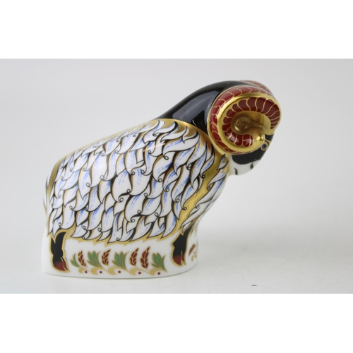 182 - Royal Crown Derby paperweight, Derby Ram, 7cm high, exclusively available from The Royal Crown Derby... 