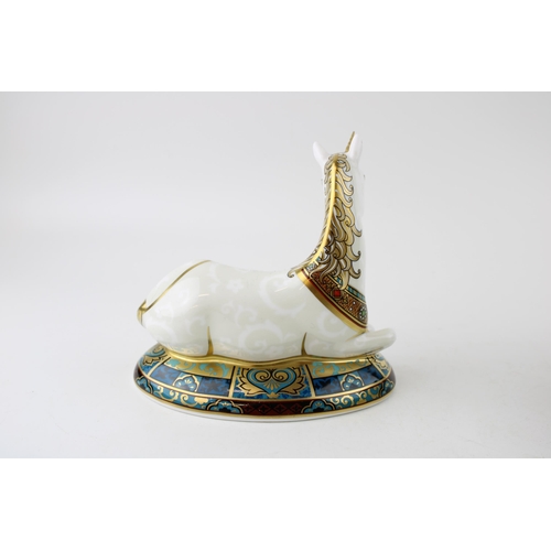 185 - Royal Crown Derby paperweight, Unicorn, 13cm high, specially designed to celebrate the New Millenniu... 