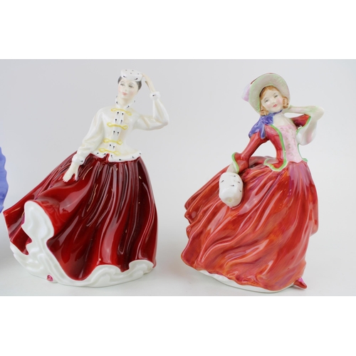 127 - Royal Doulton figures to include, Gail HN 2937, Autumn Breezes HN 1934 and Elaine HN 2791. (3) Heigh... 