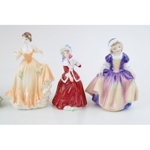 128 - A collection of small Royal Doulton and Coalport figures. (7) Height 12cm.