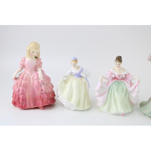 128 - A collection of small Royal Doulton and Coalport figures. (7) Height 12cm.